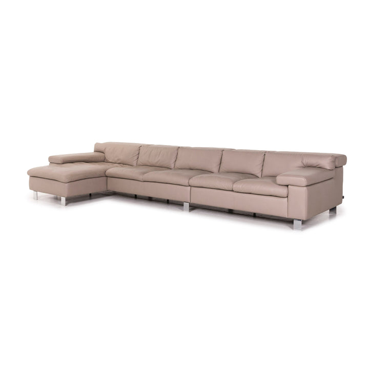 Ewald Schillig Leder Ecksofa Braun Graubeige Cappucino Sofa Couch #12304