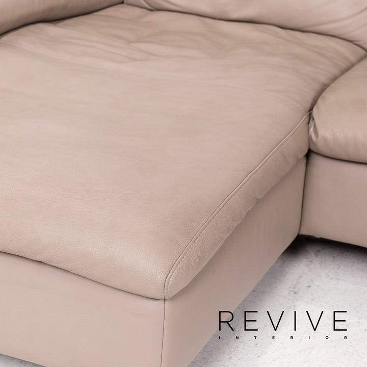 Ewald Schillig leather corner sofa brown gray beige cappucino sofa couch #12304