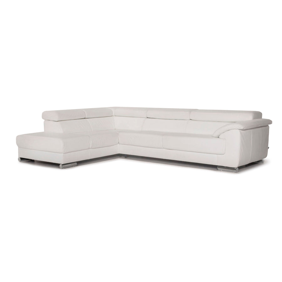 Ewald Schillig leather corner sofa white sofa function couch #12607