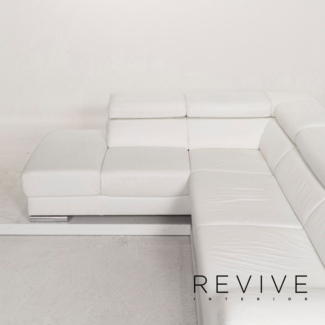 Ewald Schillig leather corner sofa white sofa function couch #12607