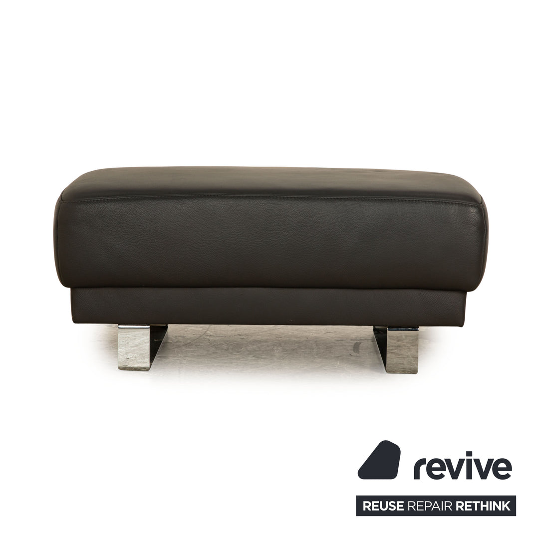 Ewald Schillig Tabouret en Cuir Gris