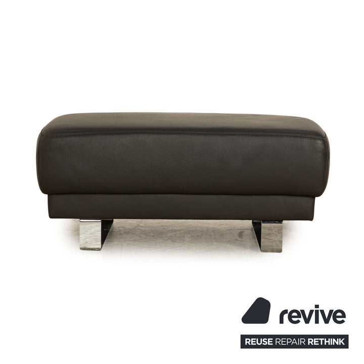 Ewald Schillig Tabouret en Cuir Gris