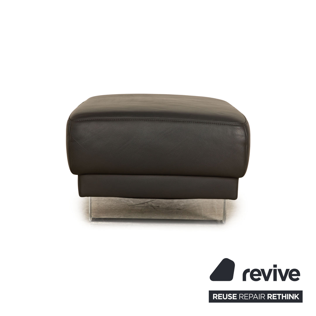 Ewald Schillig Tabouret en Cuir Gris