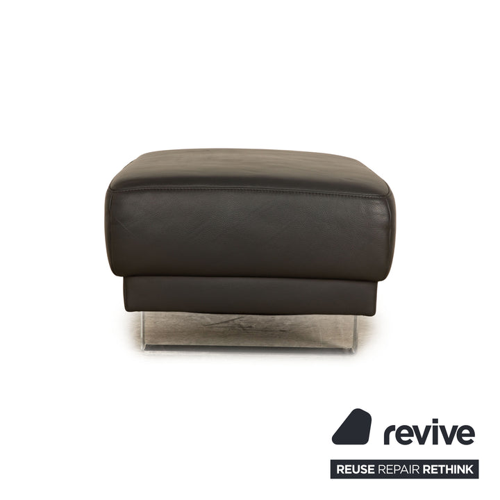 Ewald Schillig Tabouret en Cuir Gris