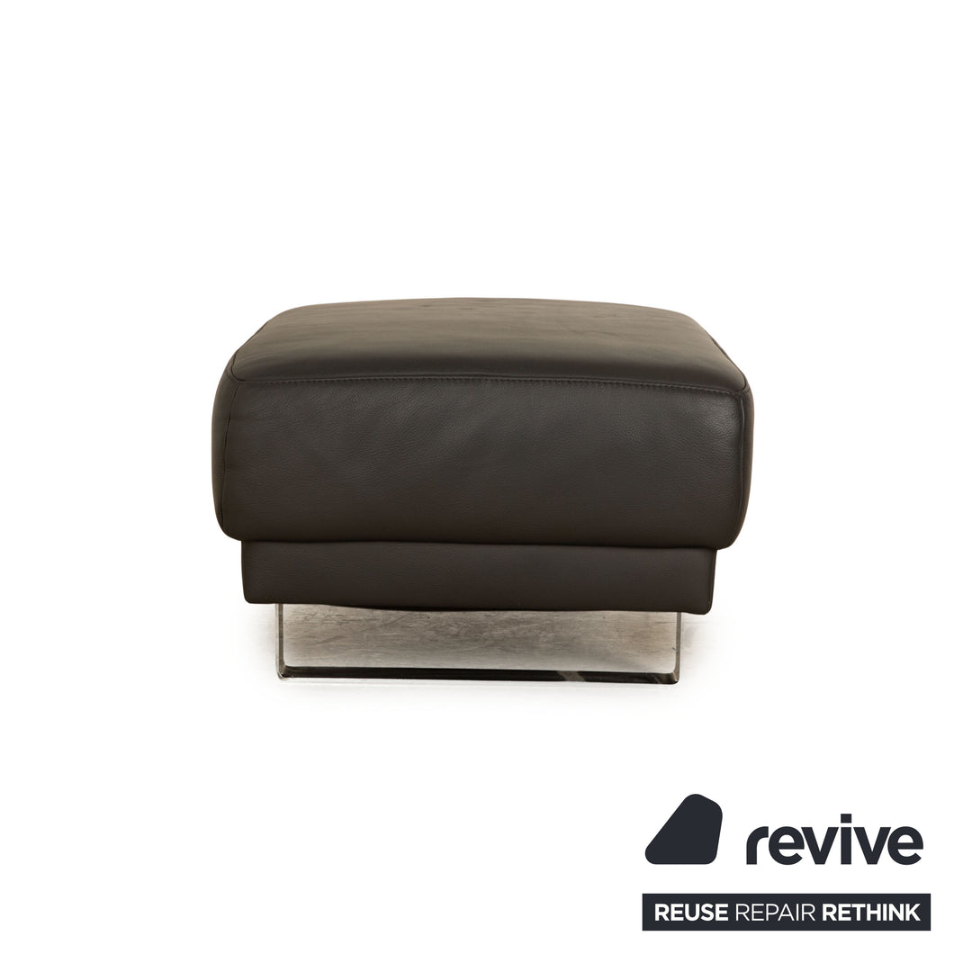 Ewald Schillig Tabouret en Cuir Gris