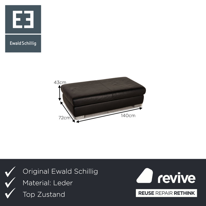 Ewald Schillig Leder Hocker Schwarz