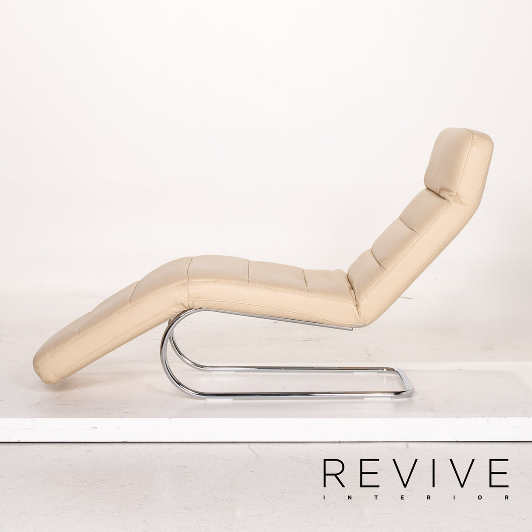 Ewald Schillig Leder Liege Creme Freischwinger #14854