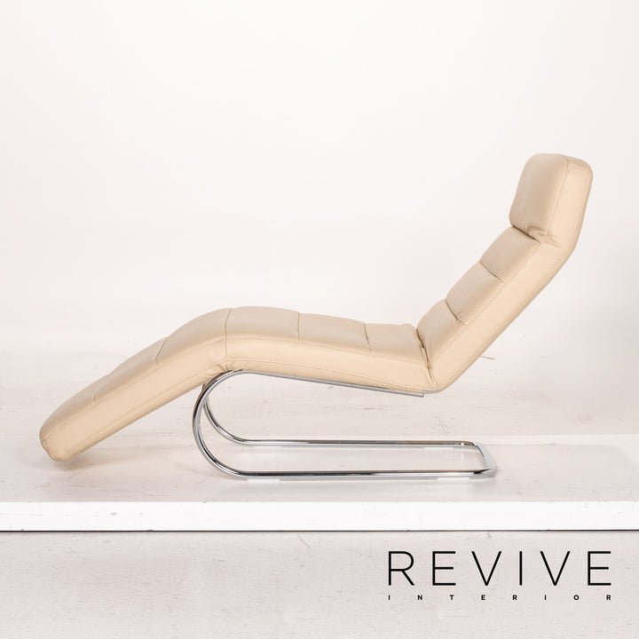 Ewald Schillig Leder Liege Creme Freischwinger #14854