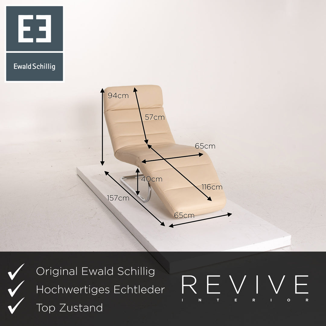 Ewald Schillig Leder Liege Creme Freischwinger #14854