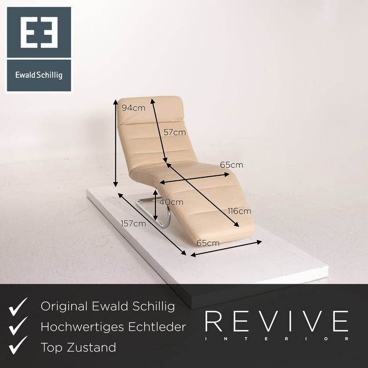Ewald Schillig Leder Liege Creme Freischwinger #14854