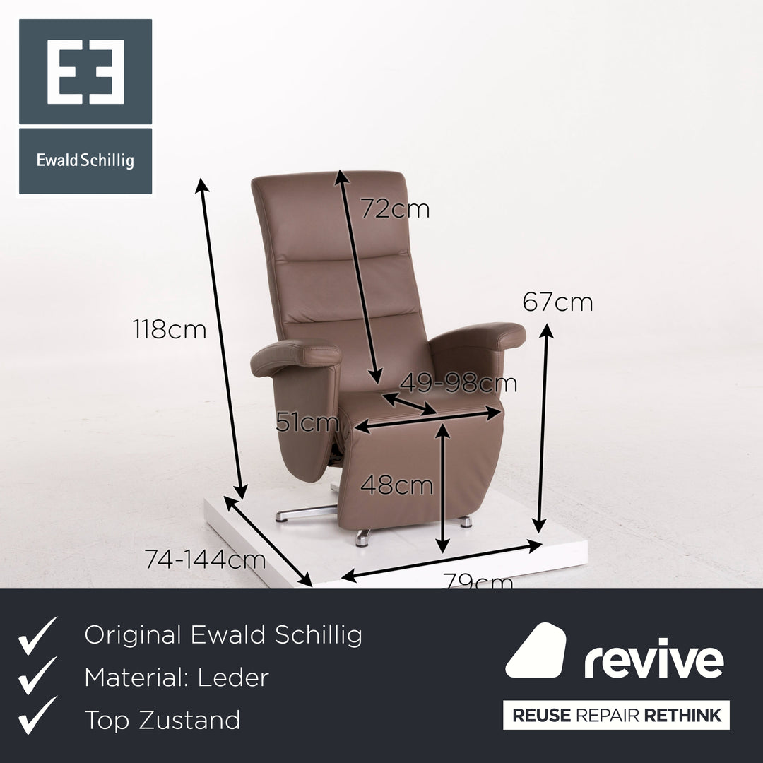 Ewald Schillig leather armchair brown relaxation function