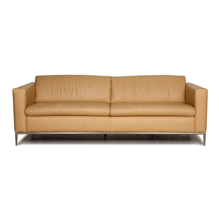 Ewald Schillig leather sofa beige three-seater couch function
