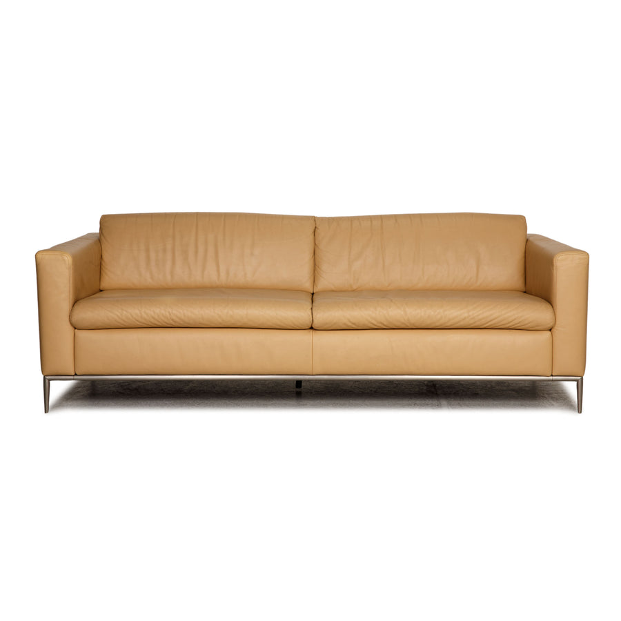Ewald Schillig leather sofa beige three-seater couch function