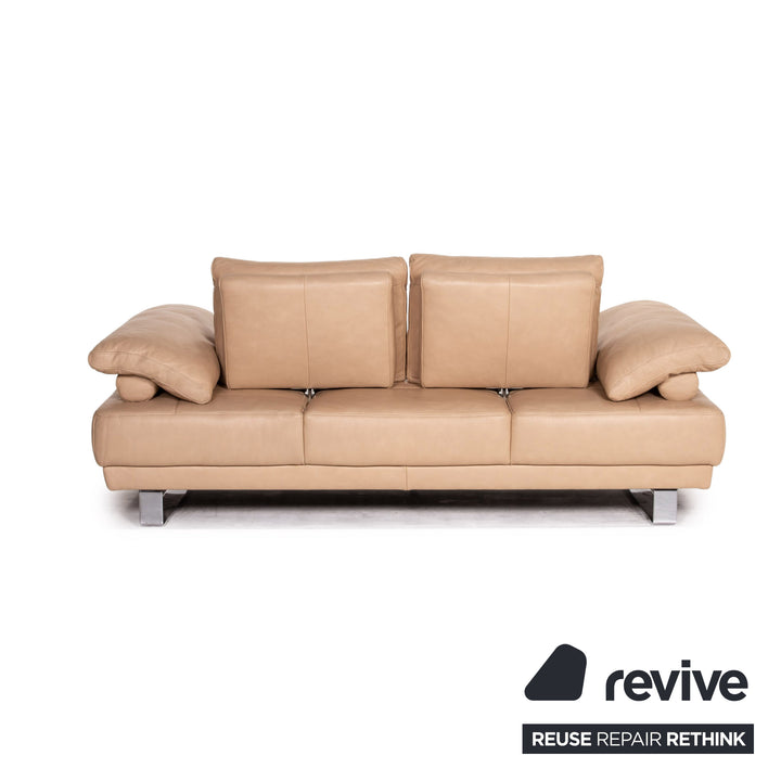 Ewald Schillig leather sofa beige two-seater function couch