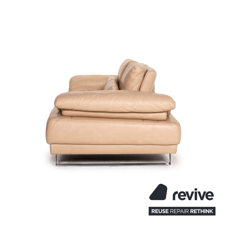 Ewald Schillig leather sofa beige two-seater function couch