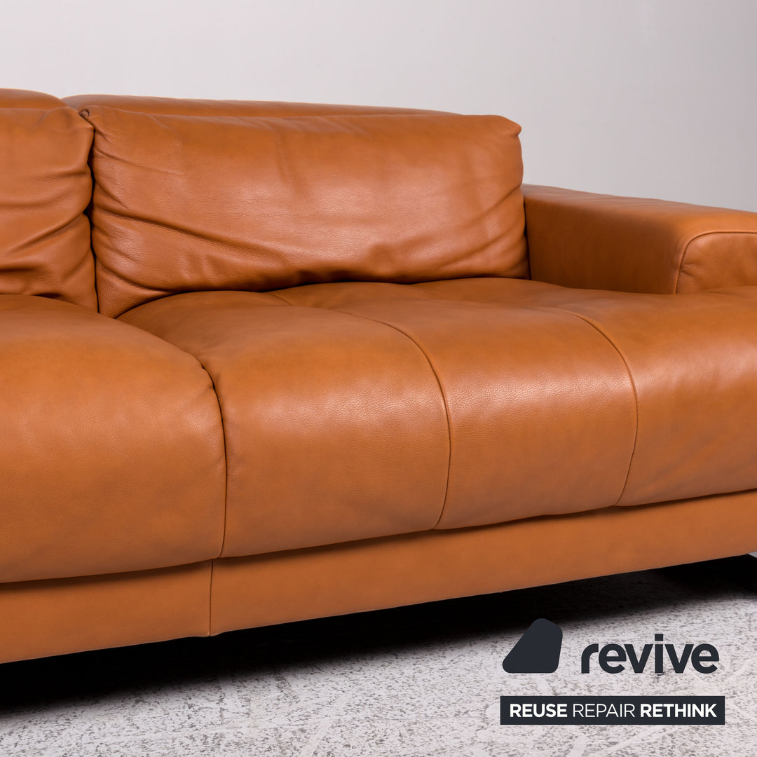Ewald Schillig Leder Sofa Braun Cognac Dreisitzer Couch