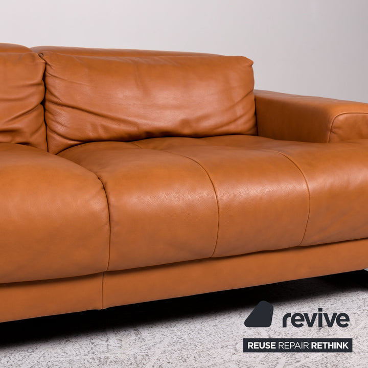 Ewald Schillig Leder Sofa Braun Cognac Dreisitzer Couch