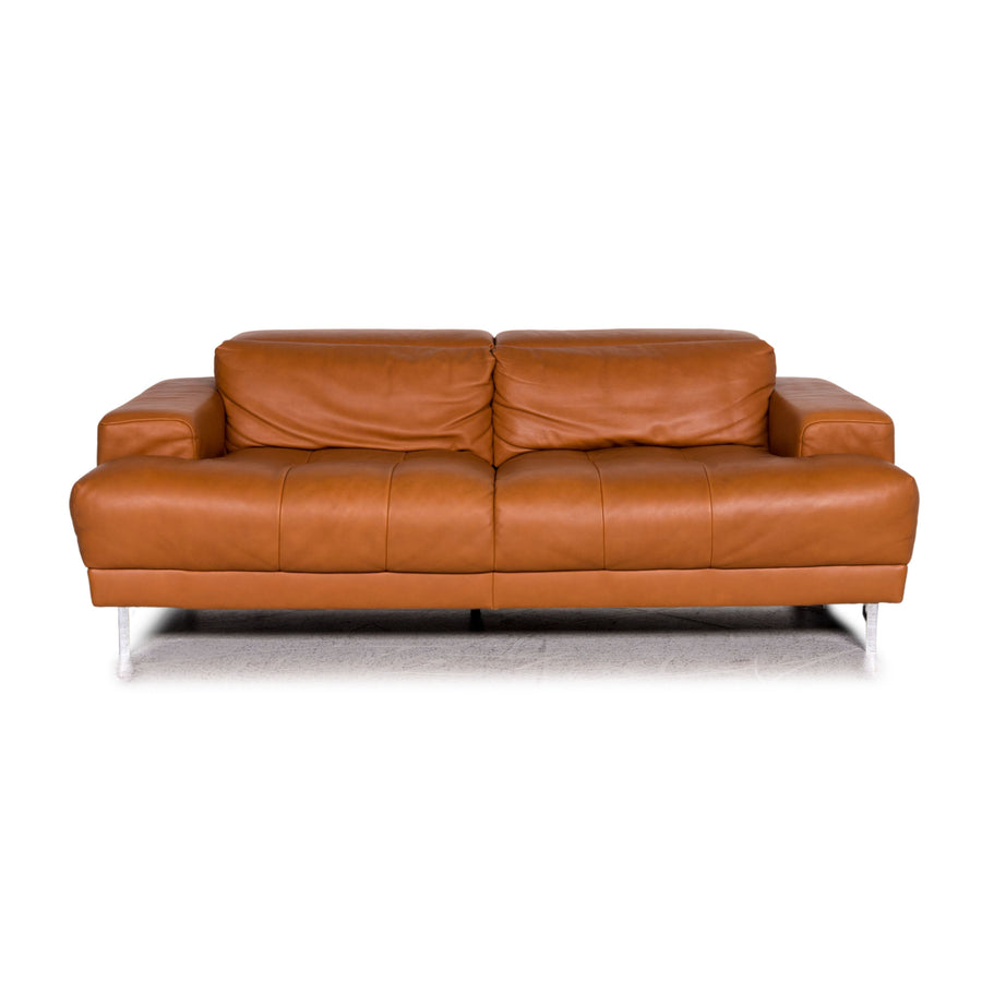 Ewald Schillig Leder Sofa Braun Cognac Dreisitzer Couch
