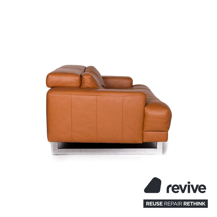 Ewald Schillig Leder Sofa Braun Cognac Dreisitzer Couch