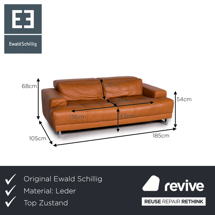 Ewald Schillig Leder Sofa Braun Cognac Dreisitzer Couch