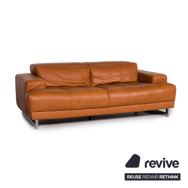 Ewald Schillig Leder Sofa Braun Cognac Dreisitzer Couch