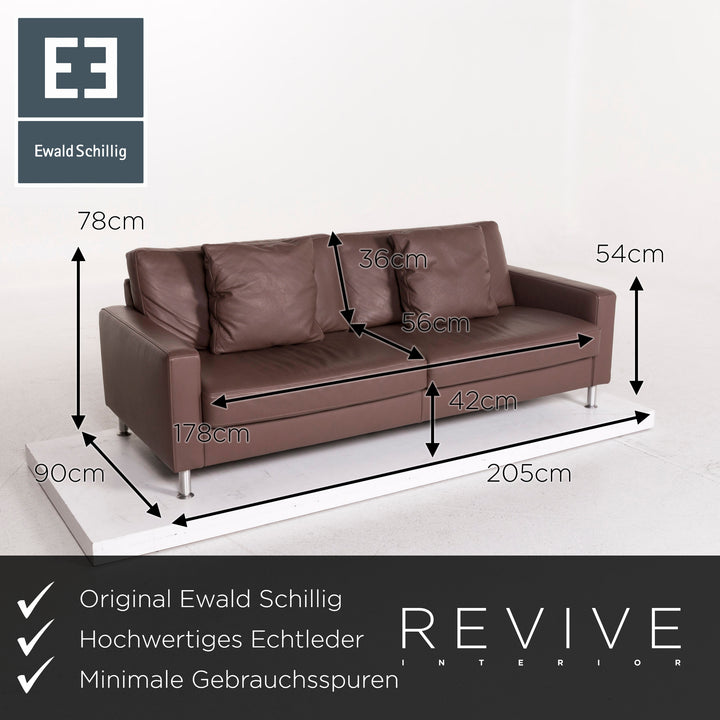 Ewald Schillig Leder Sofa Braun Dreisitzer Couch #12586