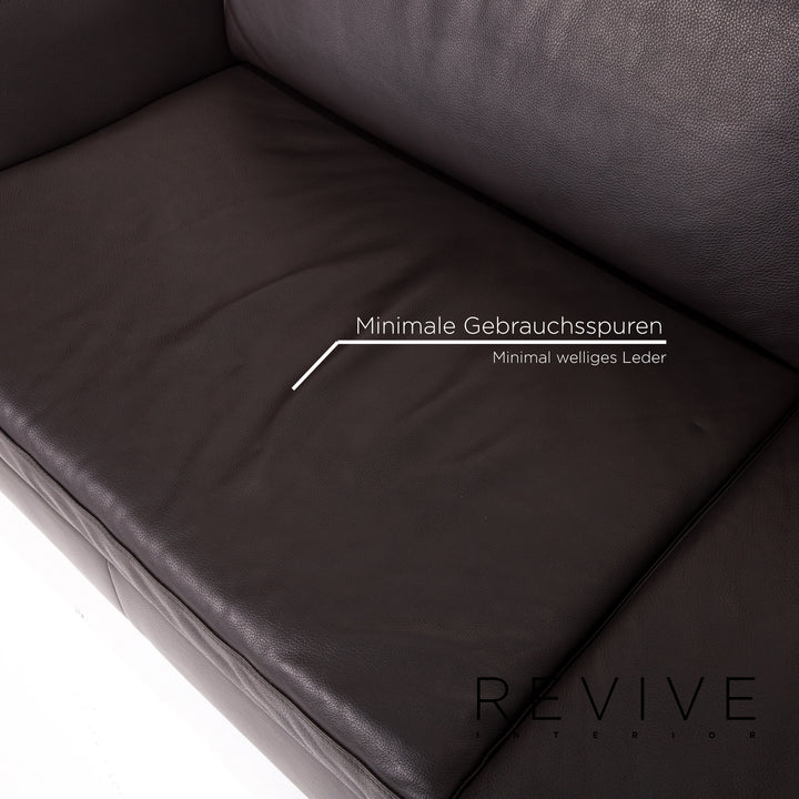 Ewald Schillig leather sofa brown dark brown three-seater couch #13754