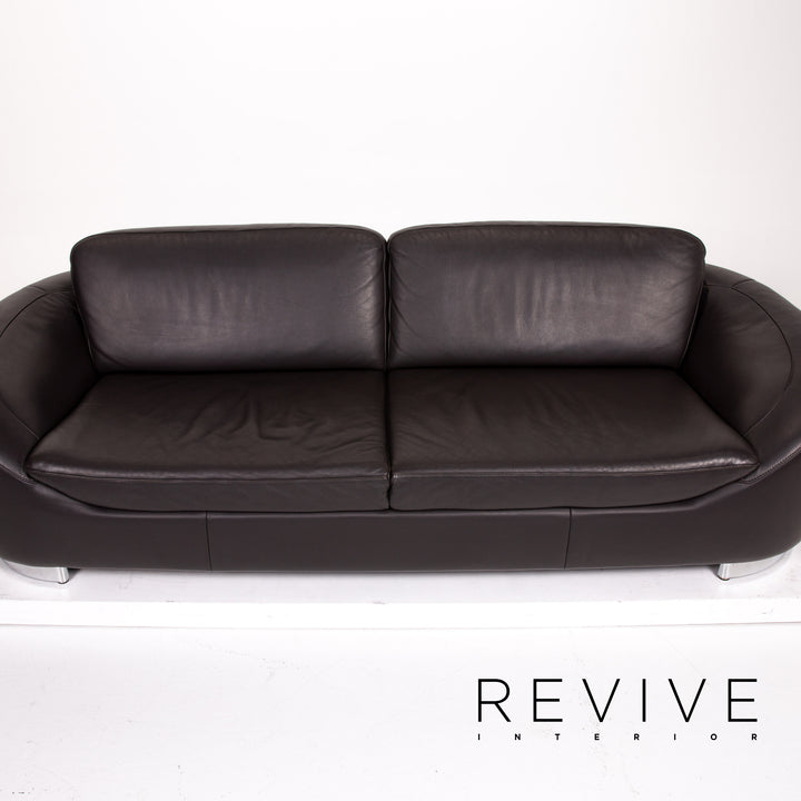 Ewald Schillig leather sofa brown dark brown three-seater couch #13754