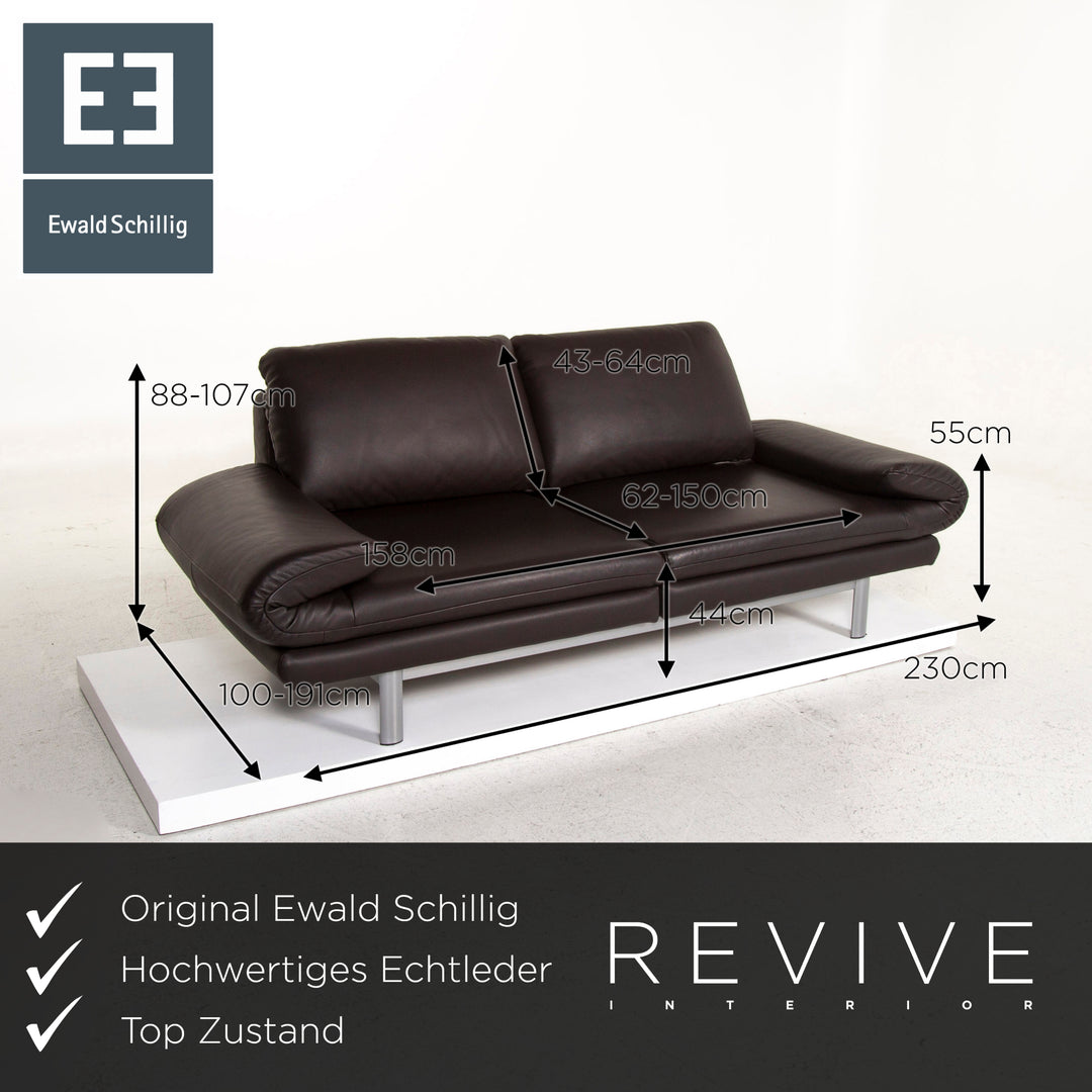 Ewald Schillig leather sofa brown dark brown two-seater function relax function couch #11796