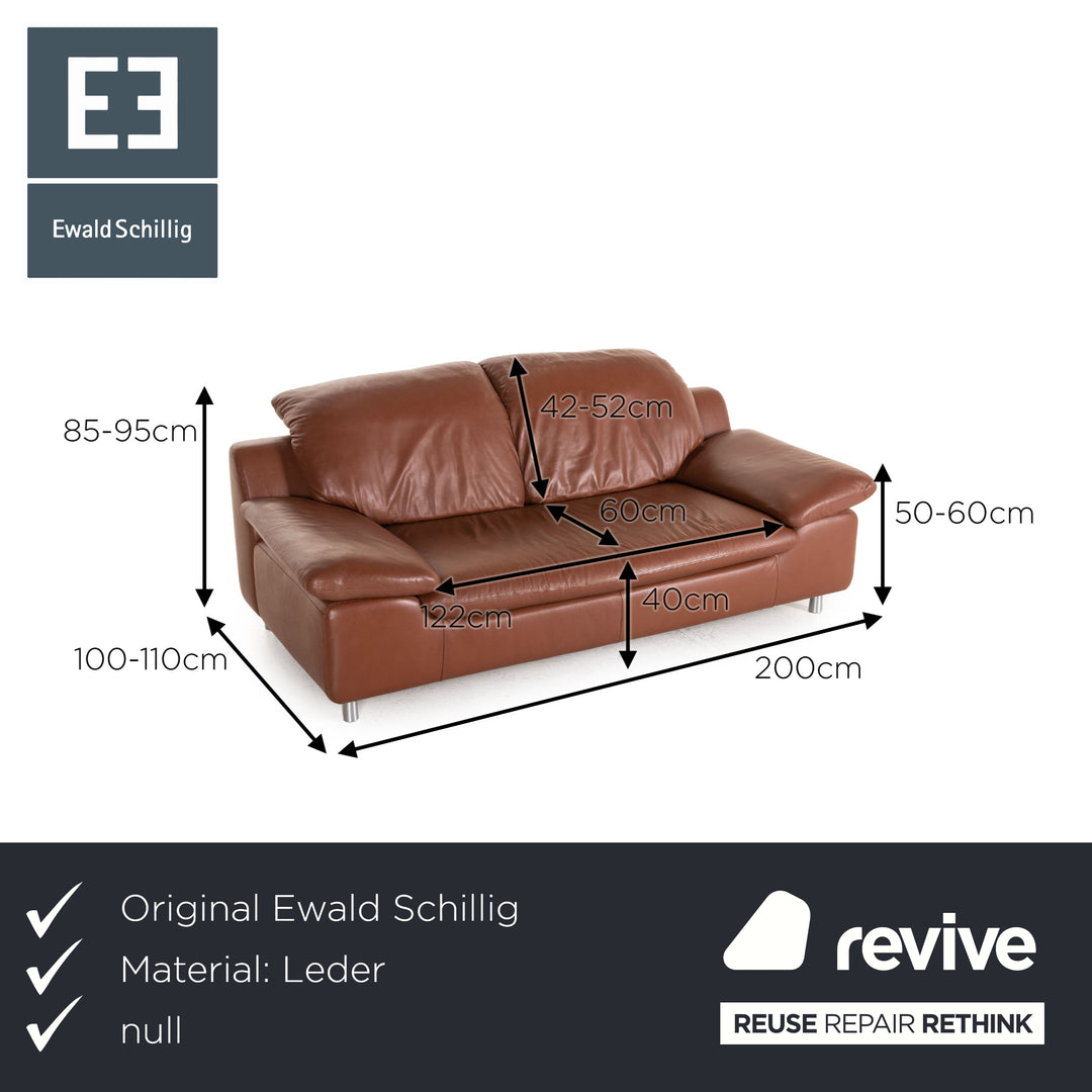 Ewald Schillig leather sofa brown two-seater couch