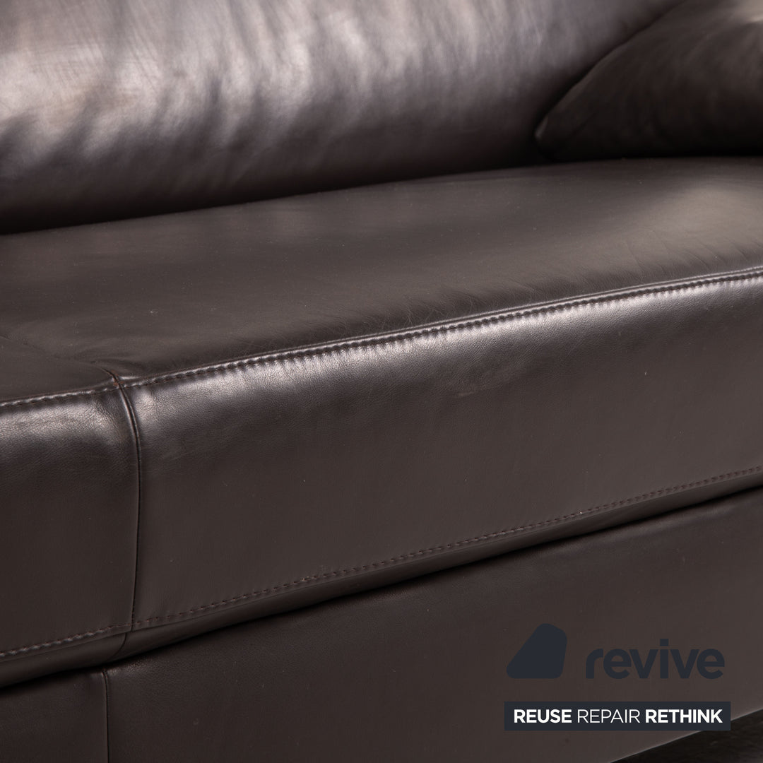 Ewald Schillig Leder Sofa Braun Zweisitzer Couch
