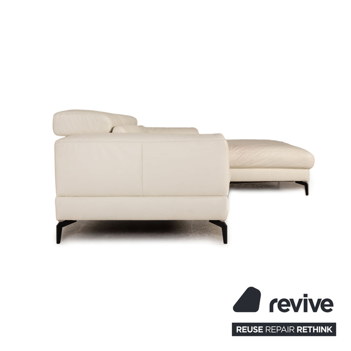 Ewald Schillig Leder Sofa Creme Ecksofa Couch Funktion