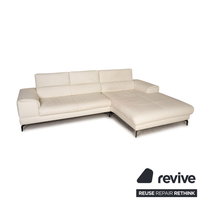 Ewald Schillig Leder Sofa Creme Ecksofa Couch Funktion