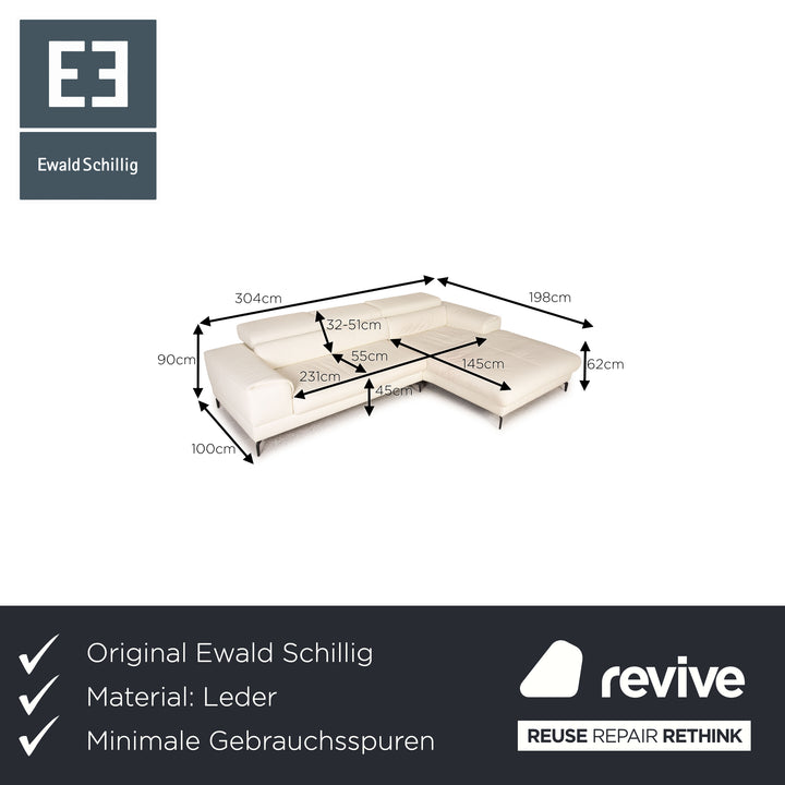 Ewald Schillig Leder Sofa Creme Ecksofa Couch Funktion