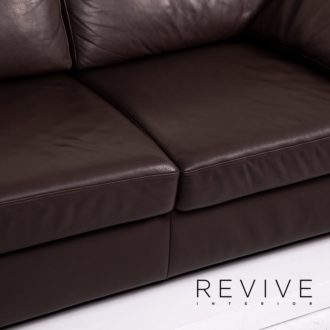 Ewald Schillig Leder Sofa Dunkelbraun Braun Zweisitzer Couch #14127