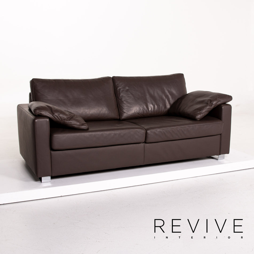 Ewald Schillig Leder Sofa Dunkelbraun Braun Zweisitzer Couch #14127