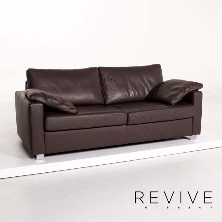 Ewald Schillig Leder Sofa Dunkelbraun Braun Zweisitzer Couch #14127