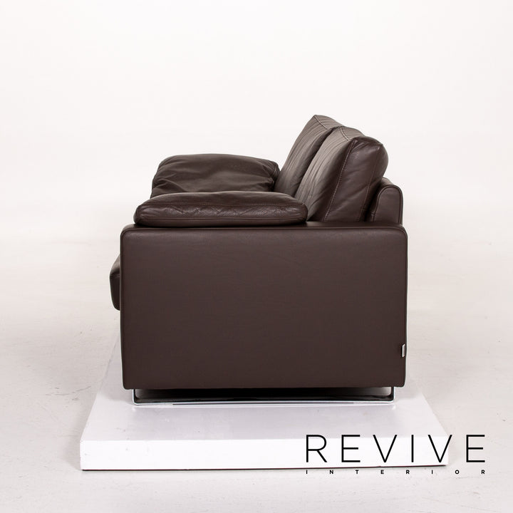 Ewald Schillig Leder Sofa Dunkelbraun Braun Zweisitzer Couch #14127