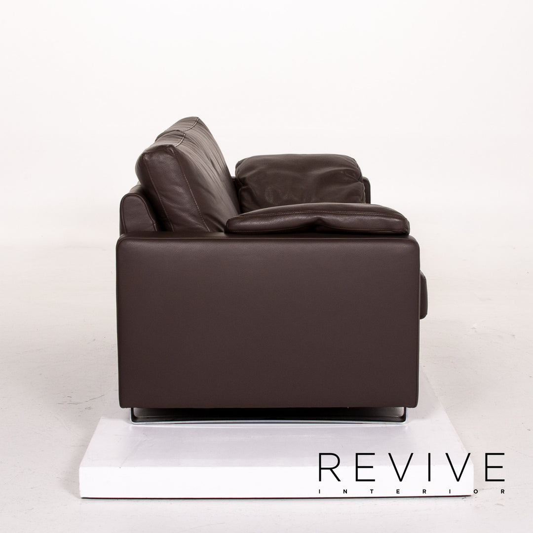 Ewald Schillig Leder Sofa Dunkelbraun Braun Zweisitzer Couch #14127