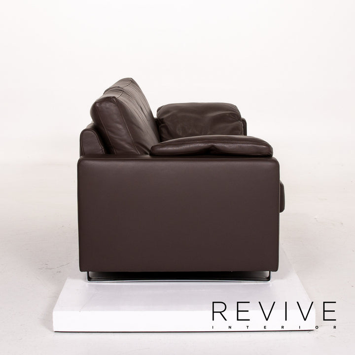 Ewald Schillig Leder Sofa Dunkelbraun Braun Zweisitzer Couch #14127