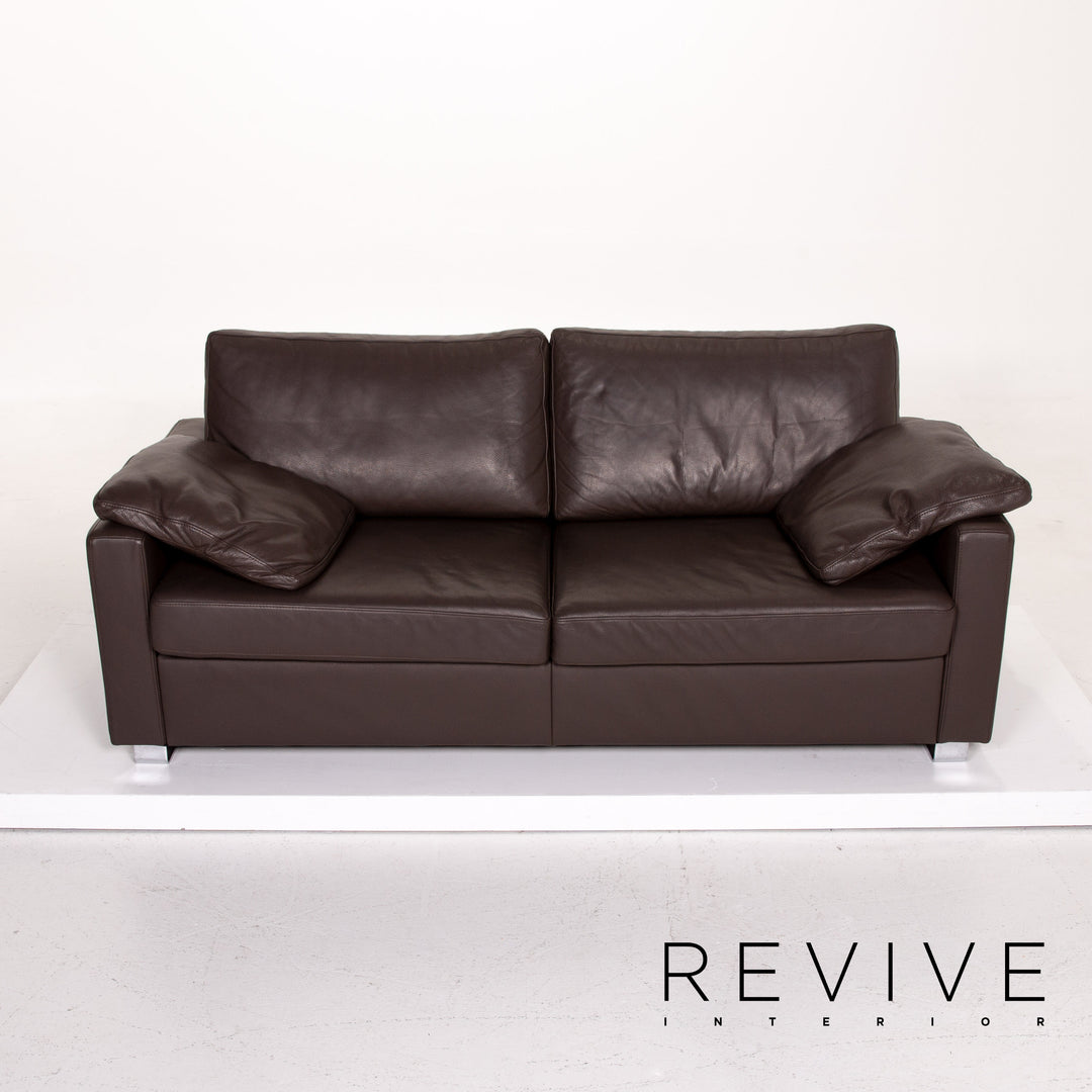 Ewald Schillig Leder Sofa Dunkelbraun Braun Zweisitzer Couch #14127