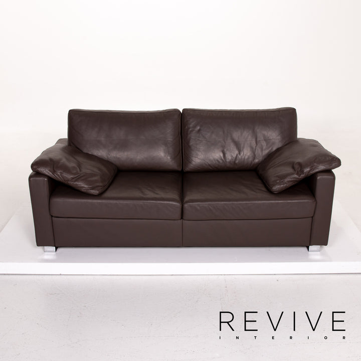 Ewald Schillig Leder Sofa Dunkelbraun Braun Zweisitzer Couch #14127