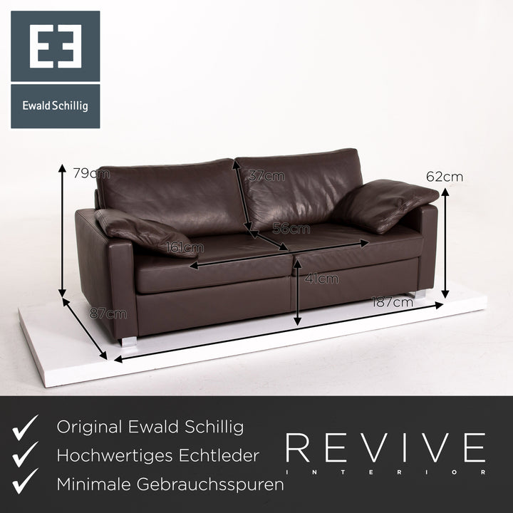 Ewald Schillig Leder Sofa Dunkelbraun Braun Zweisitzer Couch #14127