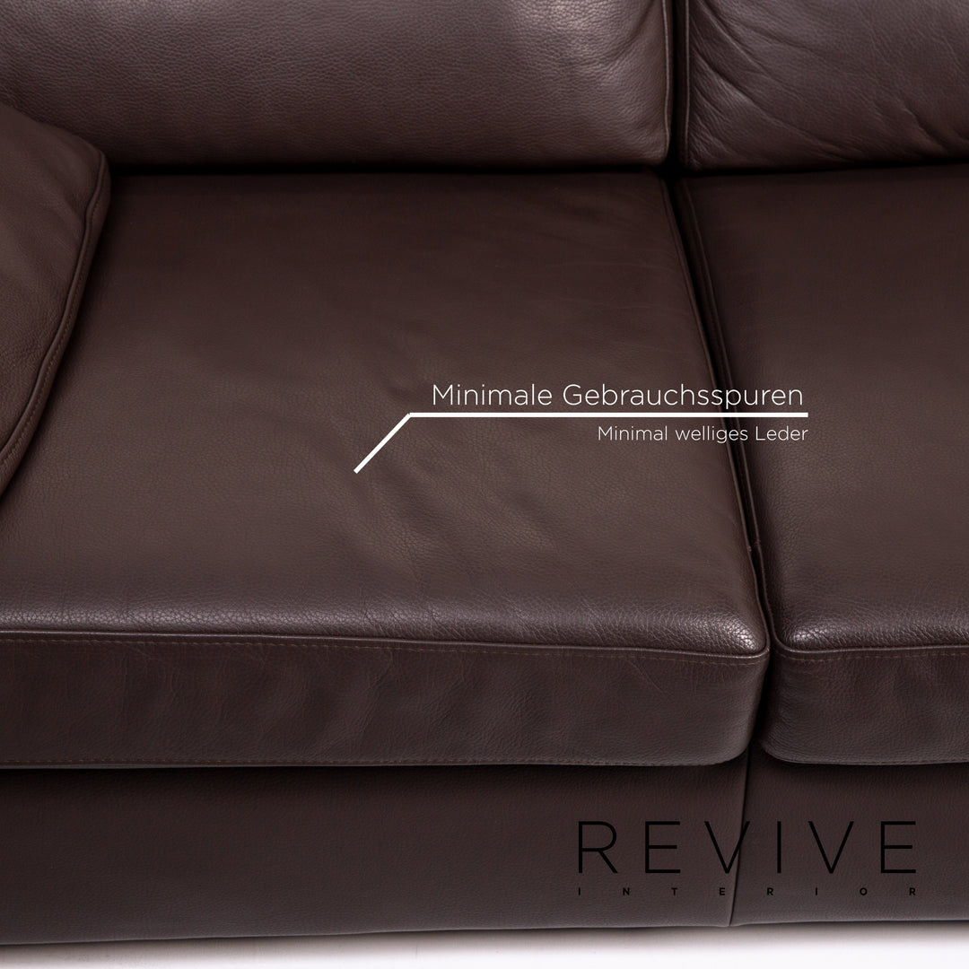 Ewald Schillig Leder Sofa Dunkelbraun Braun Zweisitzer Couch #14127