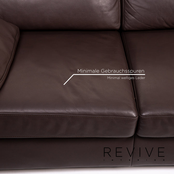 Ewald Schillig Leder Sofa Dunkelbraun Braun Zweisitzer Couch #14127