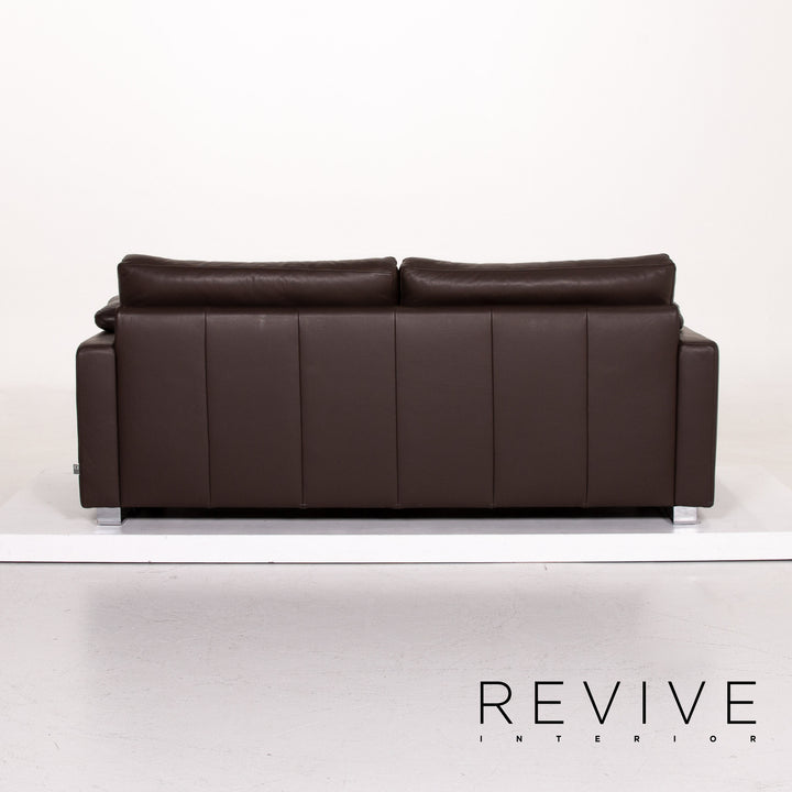 Ewald Schillig Leder Sofa Dunkelbraun Braun Zweisitzer Couch #14127