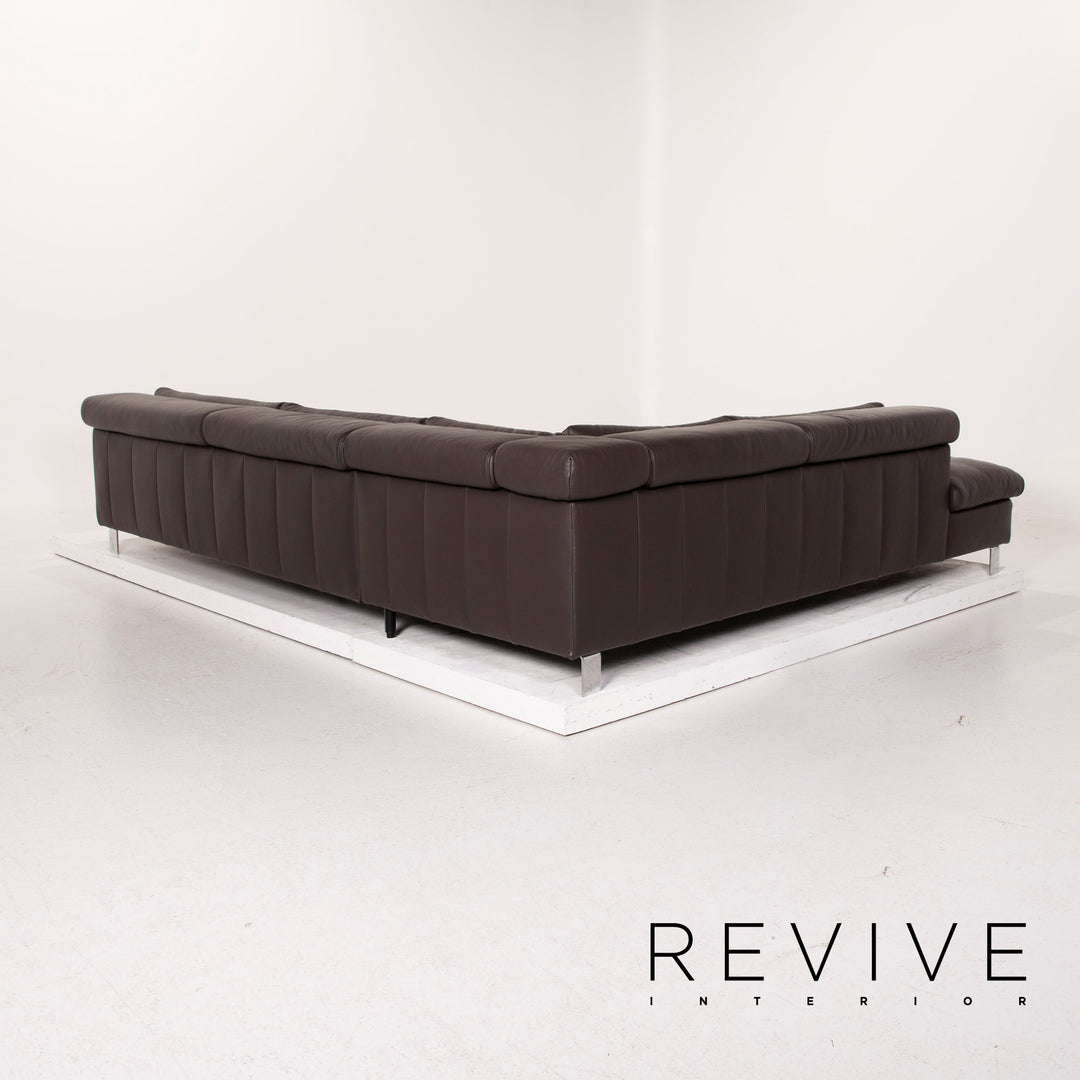 Ewald Schillig Leder Sofa Dunkelbraun Ecksofa #15435