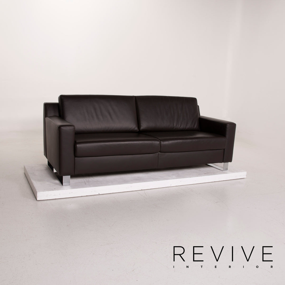 Ewald Schillig leather sofa dark brown two-seater #14829