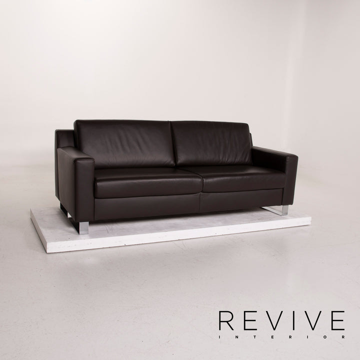 Ewald Schillig leather sofa dark brown two-seater #14829