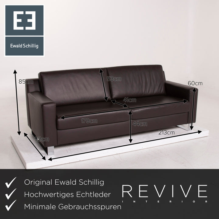 Ewald Schillig leather sofa dark brown two-seater #14829